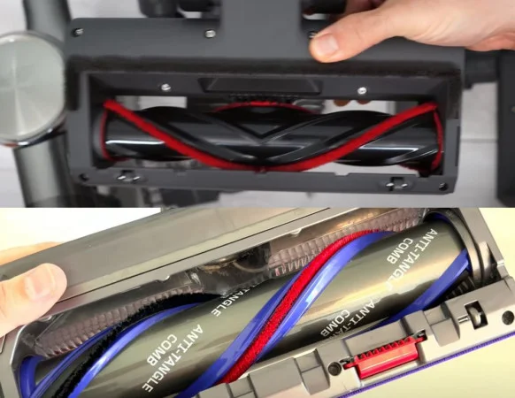 dreame t30's v-shape roller brush and dyson v15's anti hair-wrap system