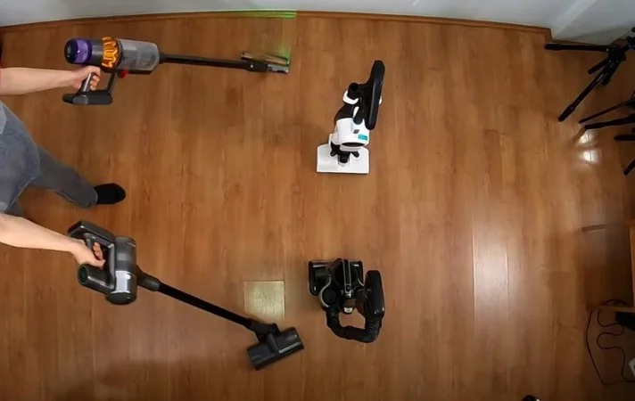 the dyson v15 works better on bare floors