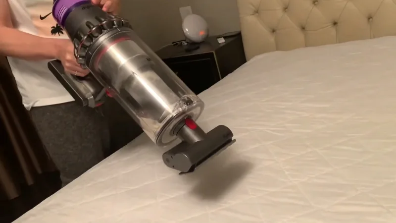 Using Dyson V11 with Mini Motorized Tool to vacuum the mattress