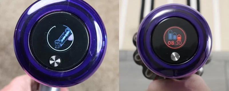 The LCD screen of Dyson V11 Torque Drive