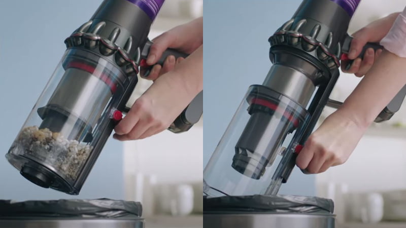 emptying the dyson v11's dustbin